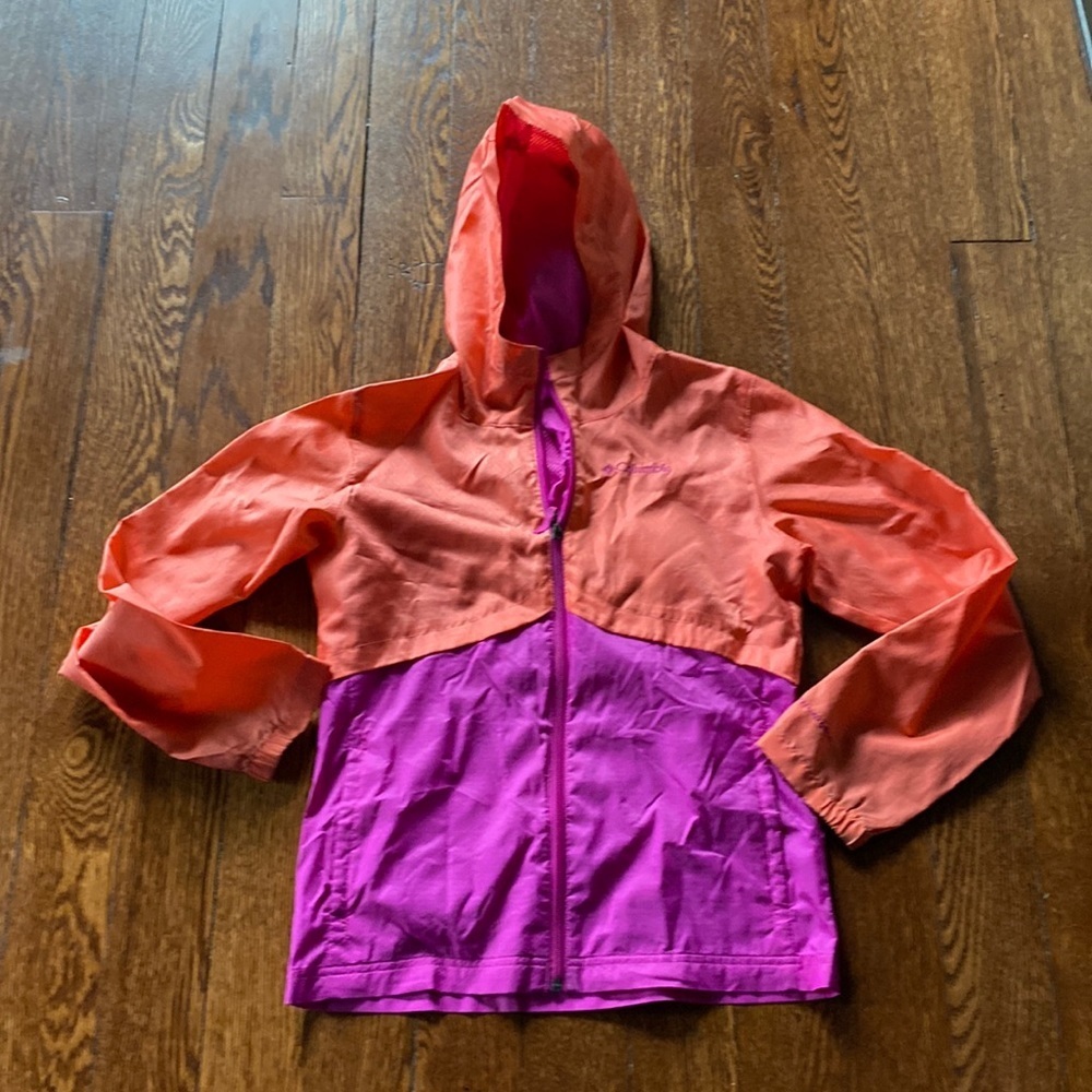 Columbia Coral Purple Hooded Windbreaker Jacket SIZE M Lightweight